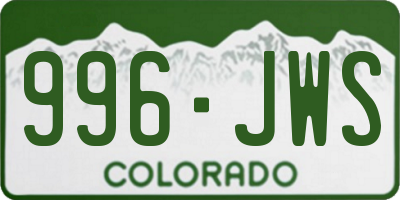 CO license plate 996JWS