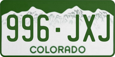 CO license plate 996JXJ