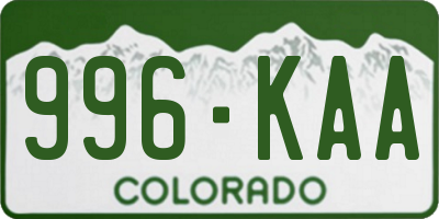 CO license plate 996KAA