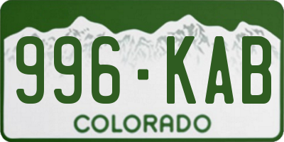 CO license plate 996KAB