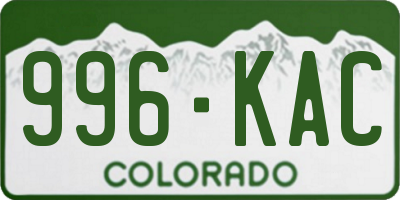 CO license plate 996KAC