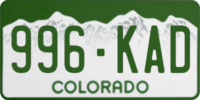 CO license plate 996KAD