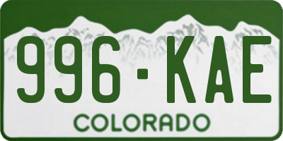 CO license plate 996KAE