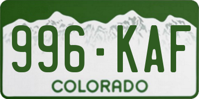 CO license plate 996KAF