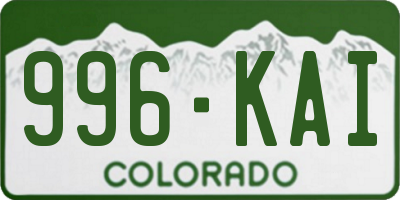 CO license plate 996KAI
