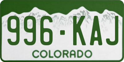 CO license plate 996KAJ