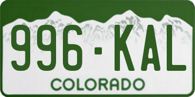 CO license plate 996KAL