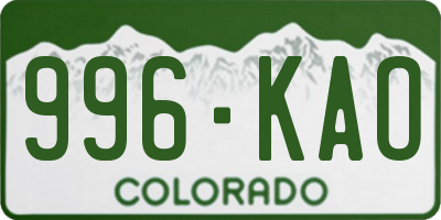 CO license plate 996KAO