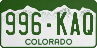 CO license plate 996KAQ