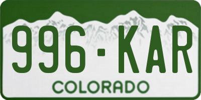 CO license plate 996KAR