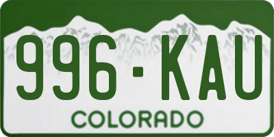 CO license plate 996KAU