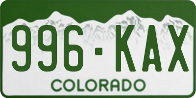 CO license plate 996KAX