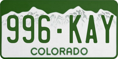 CO license plate 996KAY