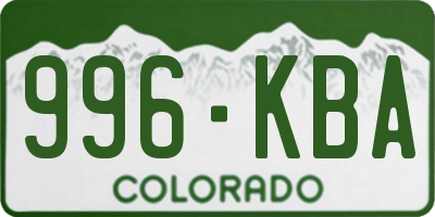 CO license plate 996KBA