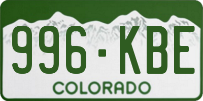 CO license plate 996KBE