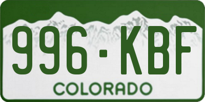 CO license plate 996KBF