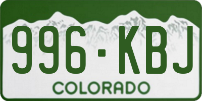 CO license plate 996KBJ
