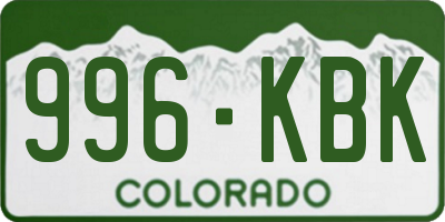 CO license plate 996KBK