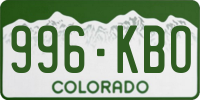 CO license plate 996KBO
