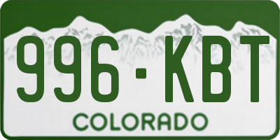 CO license plate 996KBT