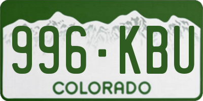 CO license plate 996KBU