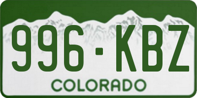 CO license plate 996KBZ