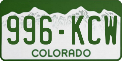 CO license plate 996KCW