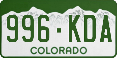 CO license plate 996KDA