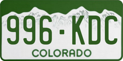 CO license plate 996KDC