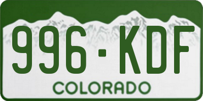 CO license plate 996KDF