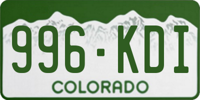 CO license plate 996KDI