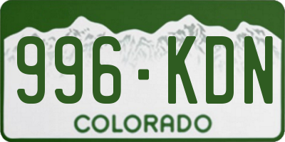 CO license plate 996KDN