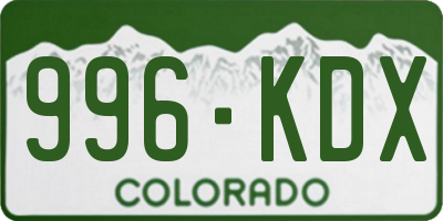 CO license plate 996KDX