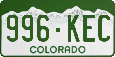 CO license plate 996KEC