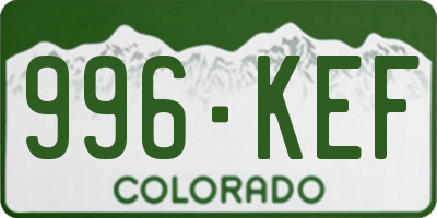 CO license plate 996KEF