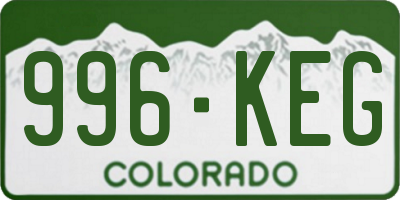 CO license plate 996KEG