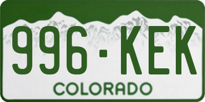 CO license plate 996KEK