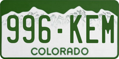CO license plate 996KEM