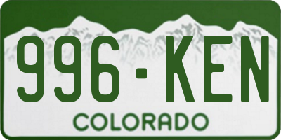 CO license plate 996KEN
