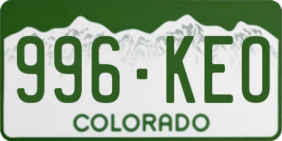 CO license plate 996KEO