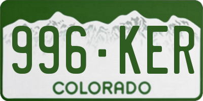 CO license plate 996KER