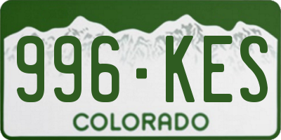 CO license plate 996KES