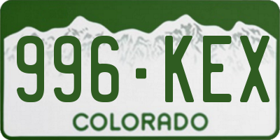CO license plate 996KEX