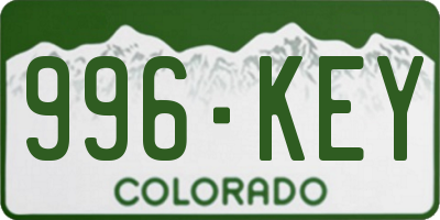 CO license plate 996KEY