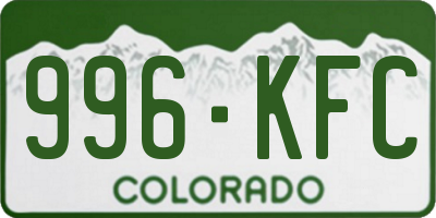 CO license plate 996KFC
