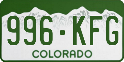 CO license plate 996KFG