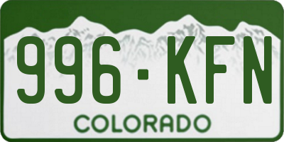 CO license plate 996KFN