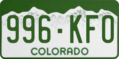 CO license plate 996KFO