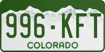 CO license plate 996KFT