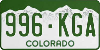 CO license plate 996KGA